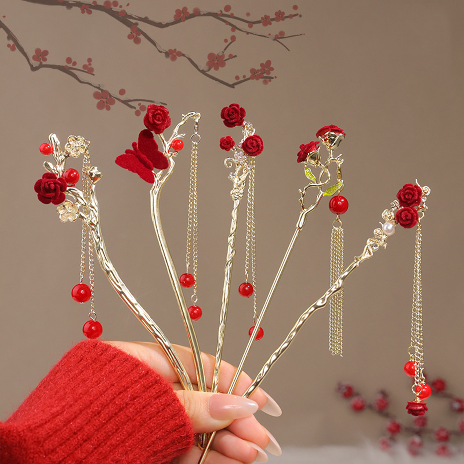 Chinese Style Rose Flower Hair - Flower Supplies recension och pris