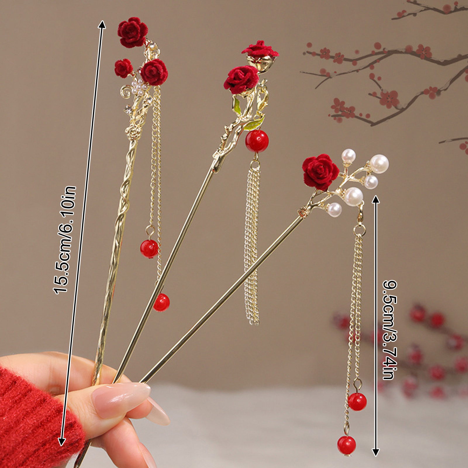 Chinese Style Rose Flower Hair - Flower Supplies recension och pris