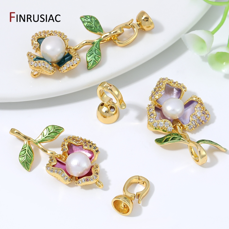 18K Gold Plated Brass Zircon E - Flower Supplies recension och pris