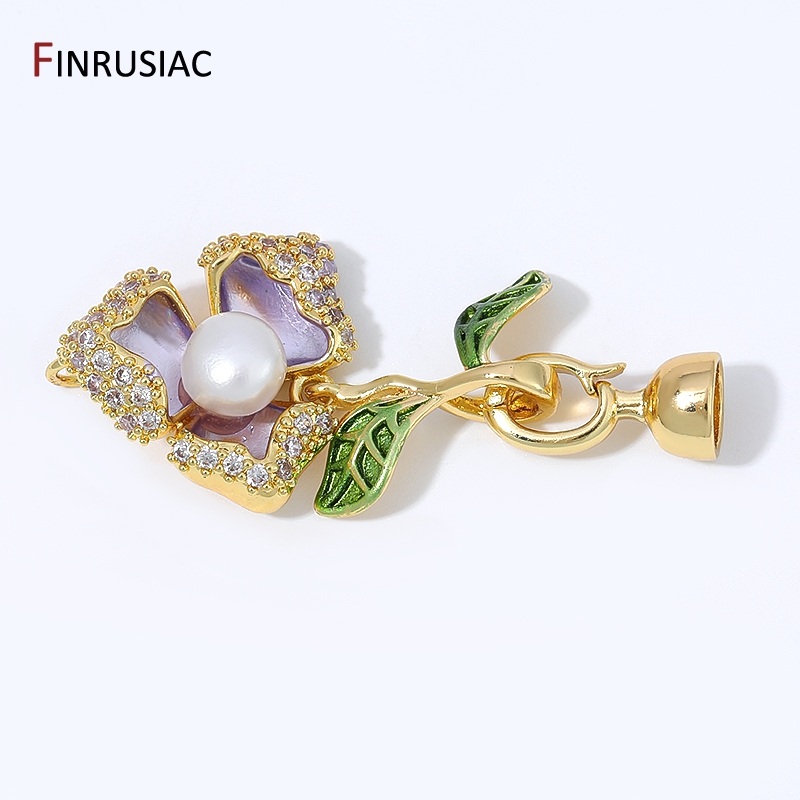 18K Gold Plated Brass Zircon E - Flower Supplies recension och pris