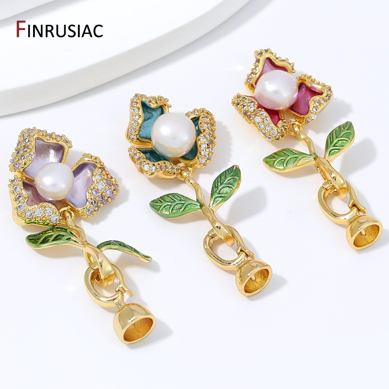 18K Gold Plated Brass Zircon E - Flower Supplies recension och pris